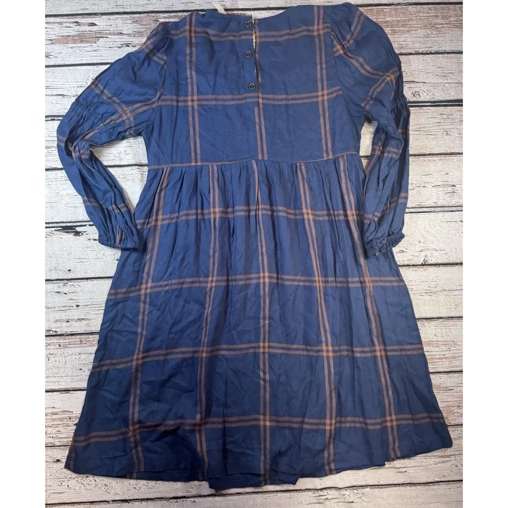 Matilda Jane‎ Womens Blue Brown Just Imagine Silvi Windowpane Fall Dress Sm NWT